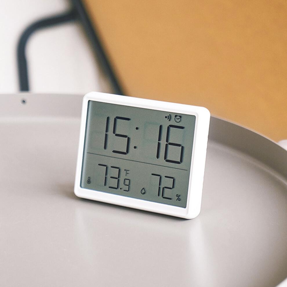 Digital Alarm Clock with LCD Screen, Temperature & Humidity, White 8218