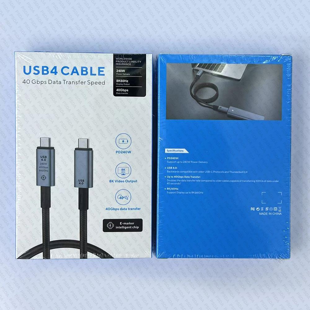 USB4.0 40Gbps Type C to C Cable USB4.0 240W Blazing-Fast Charging Cable 8K60Hz for PS5 Nintendo Switch Galaxy S22 MacBook Pro