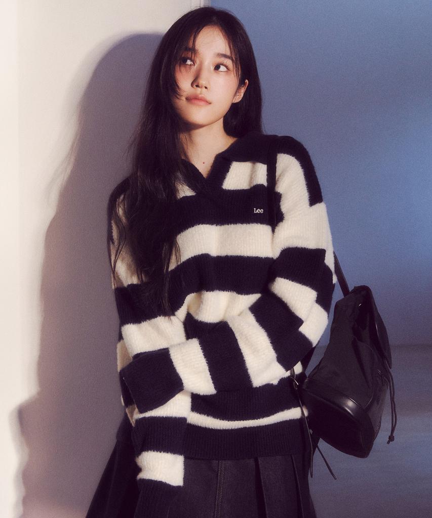 LEE Striped Collar Knit Navy