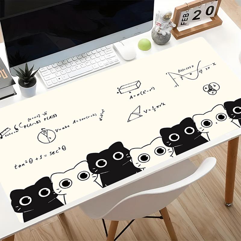 Cartoon Black Cat Mouse Pad Kawaii Office Table Mat Large Gaming Accessories Rubber Keyboard Pad Pc Computer Extended Mousepad