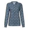 Womens Fashion Casual Button Long Sleeve Vintage Print T-Shirts Tops Blouse