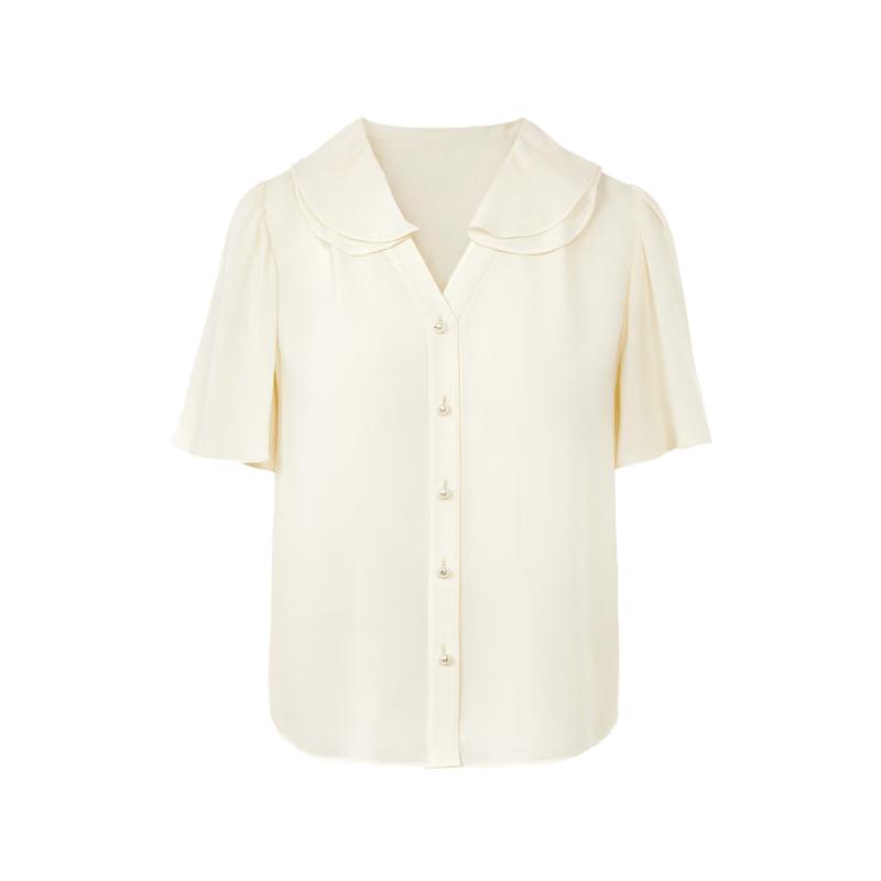 Langzi French Style Ruffled Acetate Blouse M грязно-белый