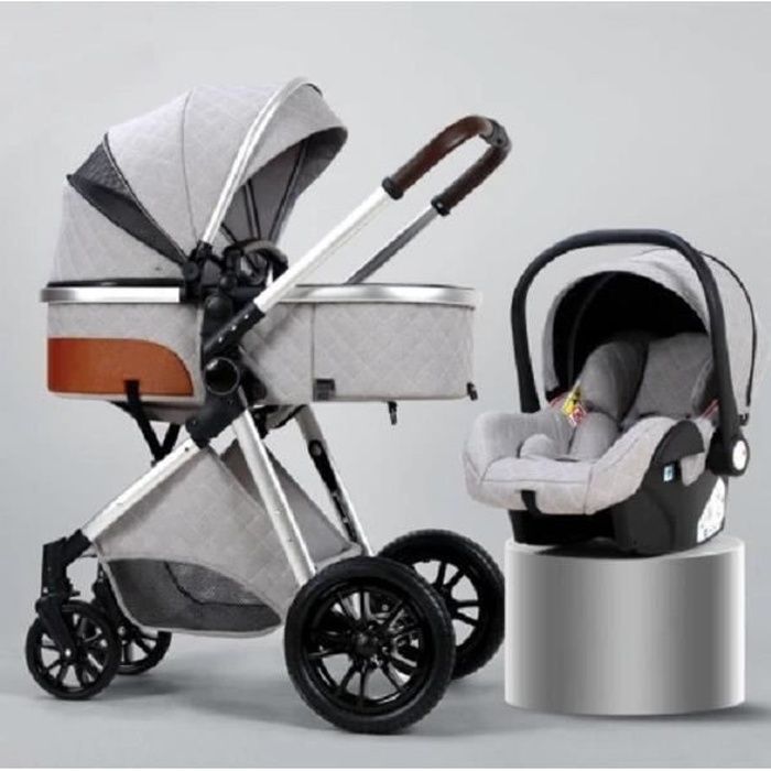 Passeggino 3 in 1 per Bambino Combinato Seggiolino Auto + Navicella Reversibile Regolabile