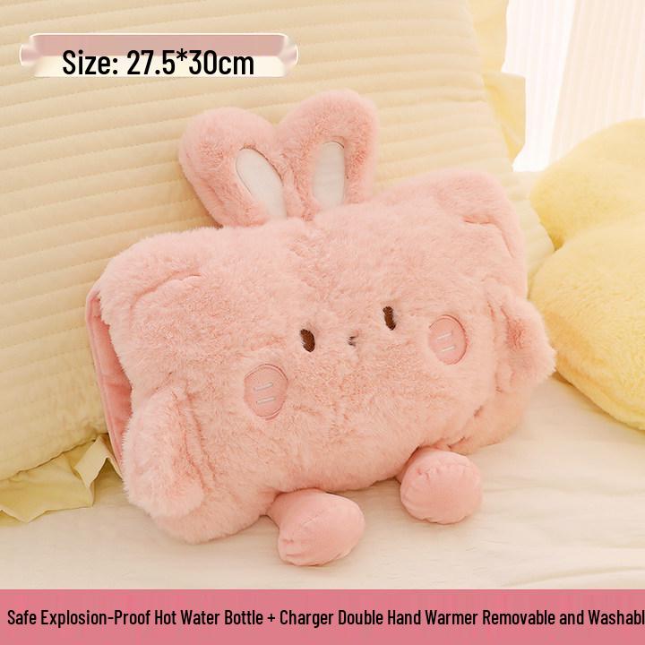 Bolsa de Água Quente de Pelúcia Fofa à Prova de Explosão para Meninas - Aquecedor de Mãos e Conforto Abdominal