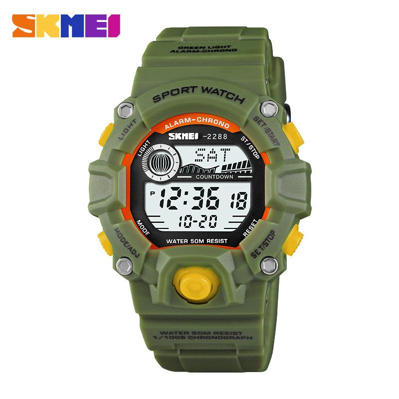 

Молодіжні електронні годинники Moment Beauty Outdoor High-value Lighting Waterproof Multifunctional Three-Display армія зелений колір