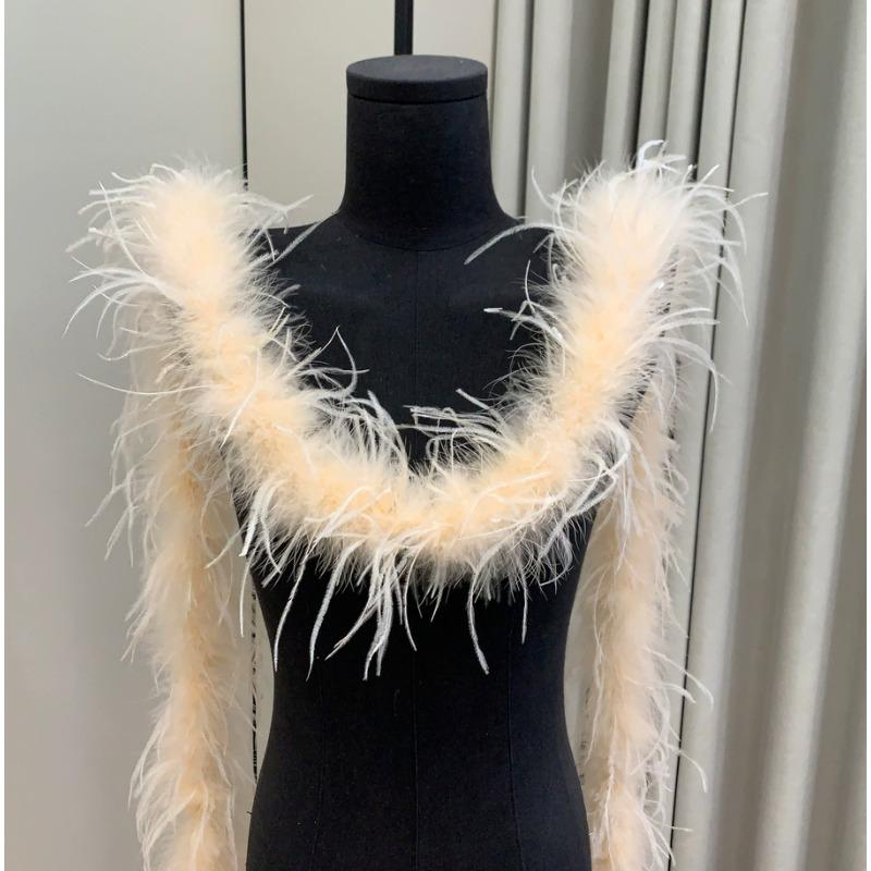 DIY 1-lagiges Natürliches Straußenfedern Boa 2 Meter Flauschiges Straußenfeder Schal für Hochzeit Party Kleid Nähen Dekoration Schal
