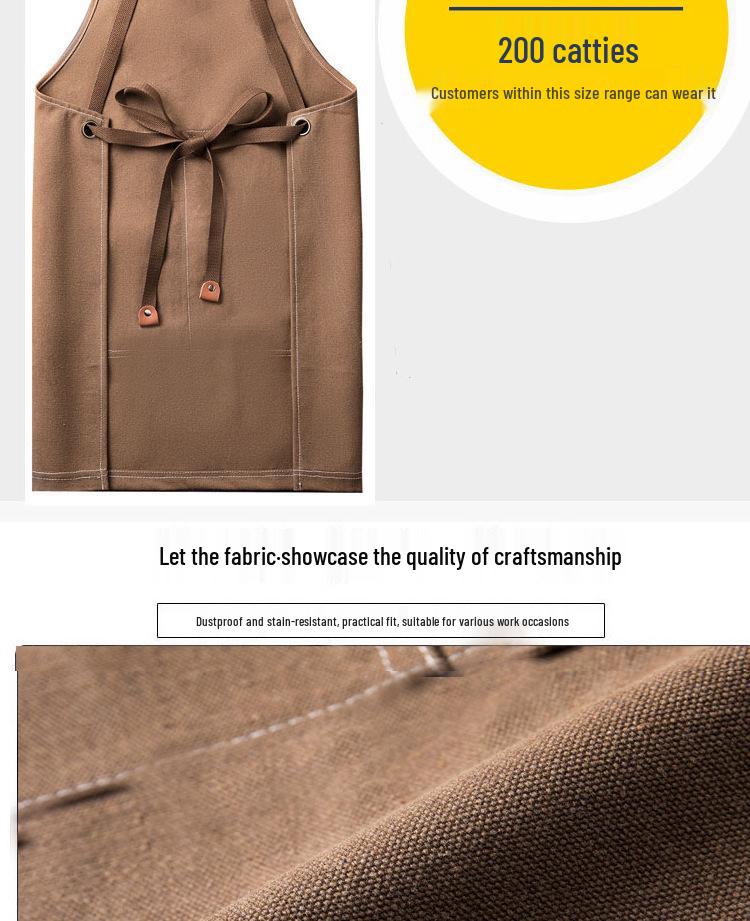 Waterproof Thickened Cotton Denim Apron - Oil and Stain Resistant, Solid Color Design for Household Kitchen Use