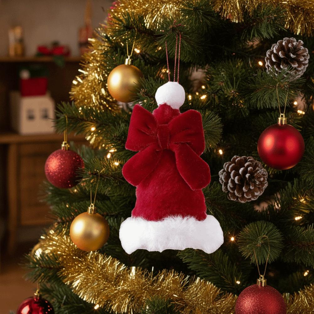Handmade Mini Velvet Tree Tower Pendant Creative Christmas Bows Hanging Ornament  Party Supplies