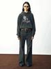 Women’s Retro Black Oversized Hooded Sweatshirt