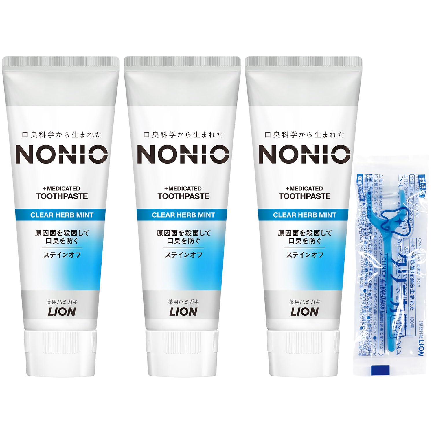 

NONIO Clear Herb 130g x 3 packs Toothpaste Kills Bacteria That Cause Bad Breath and Tooth Decay (Nonio) [Quasi-drug] Toothpaste, Mint, + Floss,