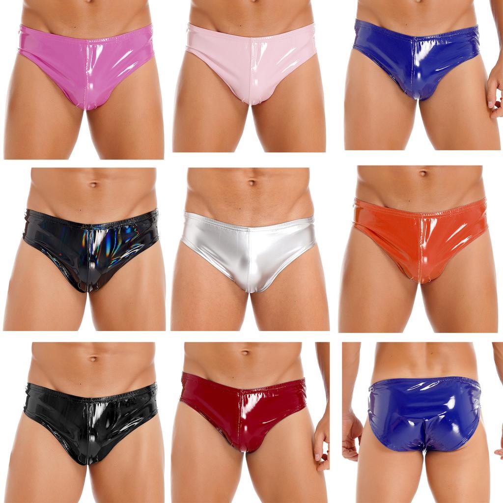 Neue Männer Slips Patent Leder Shiny Mann der Unterbekleidung Niedrige Taille Homosexuell Unterwäsche Männliche Unterhose