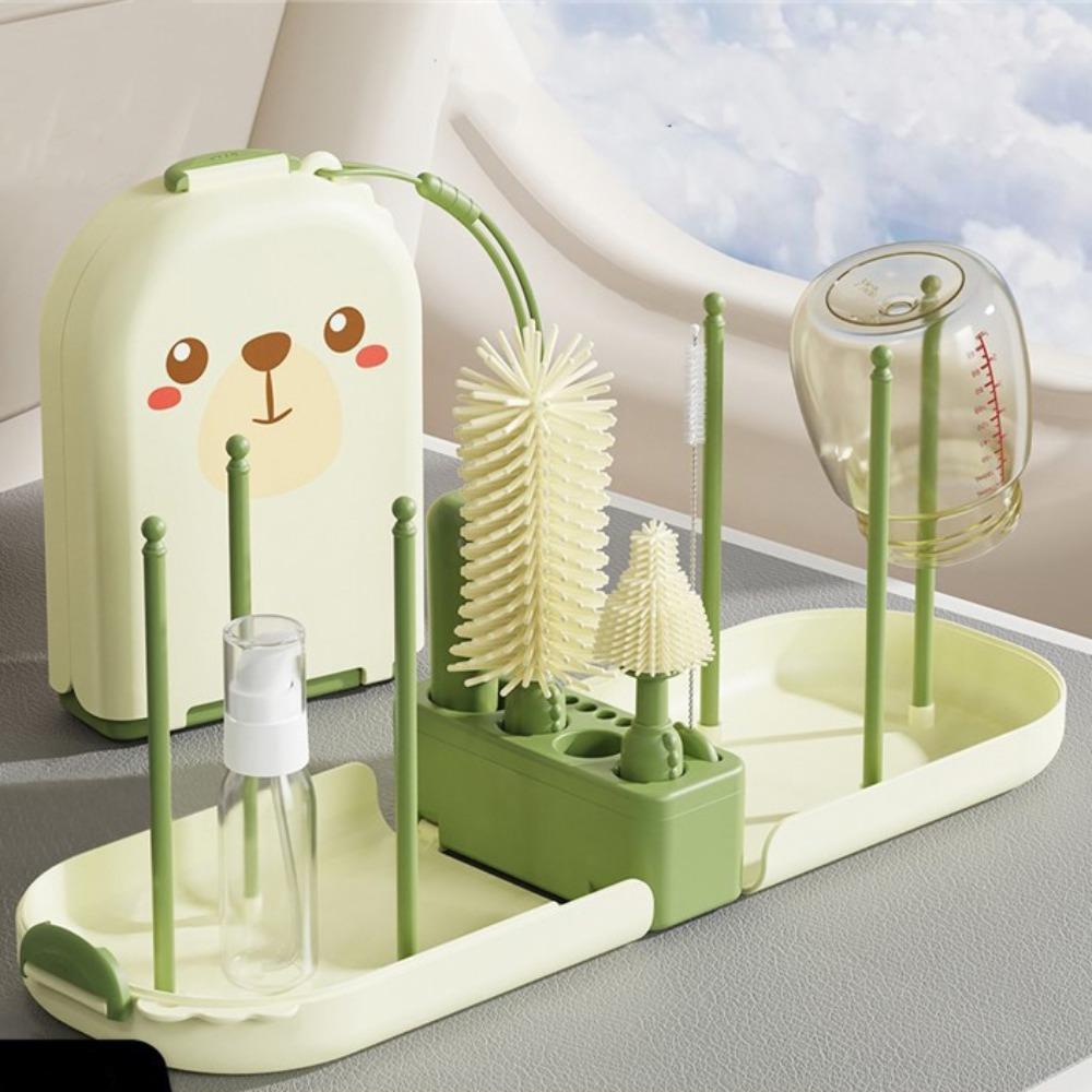 

Convenient Baby Bottle Brush Set with Stand 360 Degree Rotation Washing Tool Set Long Handle Water Bottle Cleaner