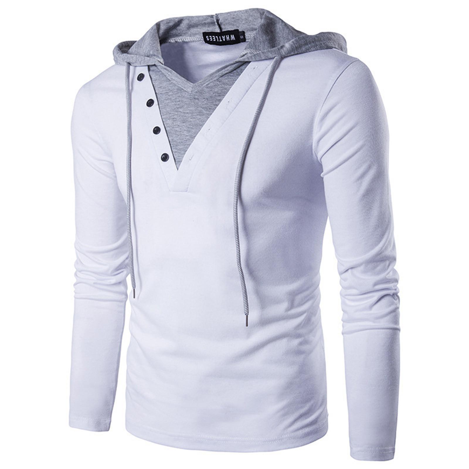Mens Casual Fashion Personality Drawstring Long Sleeve Pullover Hoodie Shirt L белый 2200₽