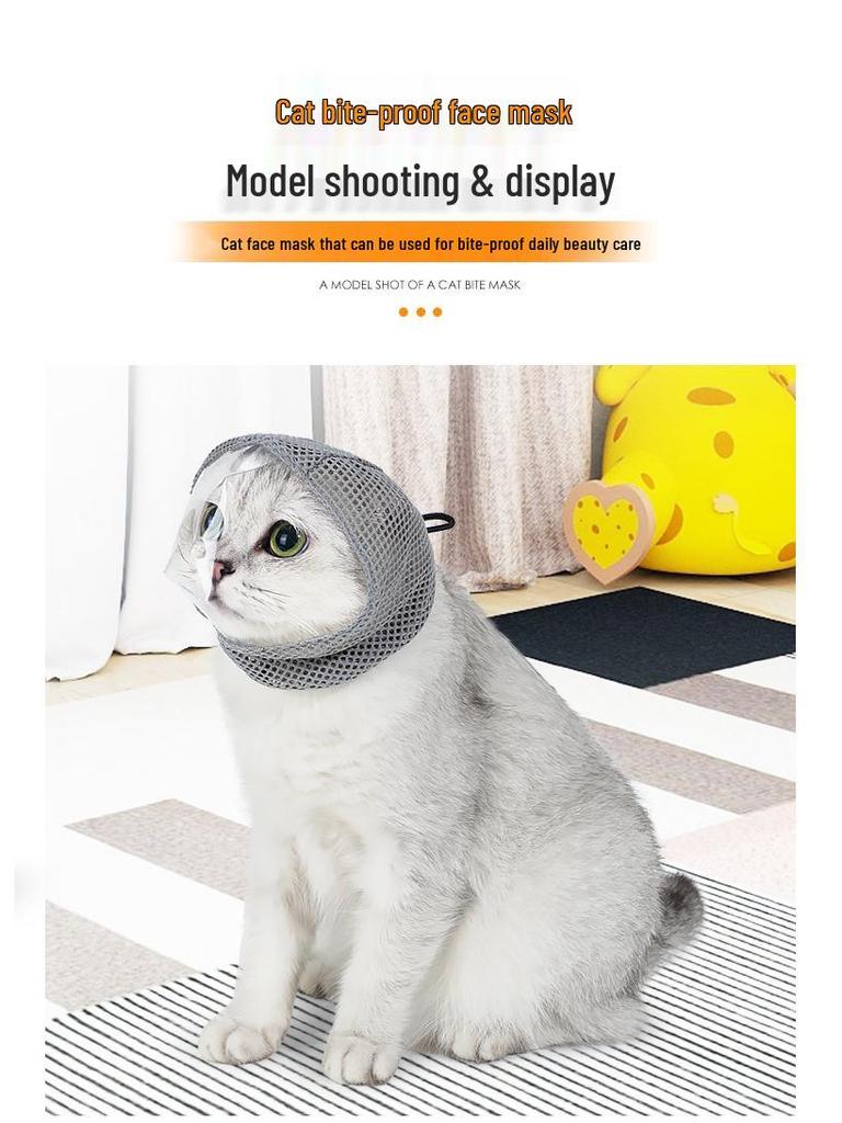2024 Breathable Cat Mask: Anti-Lick, Anti-Scratch, Anti-Eating, Clear Vision Cat Head Cover