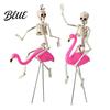 Halloween Lawn Decor with Cool Decoration Bird Pink Skeleton Flamingo Yard Art Figurines Posable Legs Spooky Outdoor Ornament for