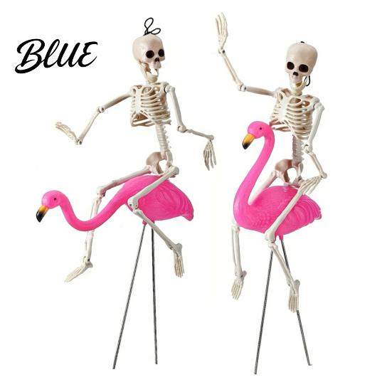 Halloween Lawn Decor with Cool Decoration Bird Pink Skeleton Flamingo Yard Art Figurines Posable Legs Spooky Outdoor Ornament for