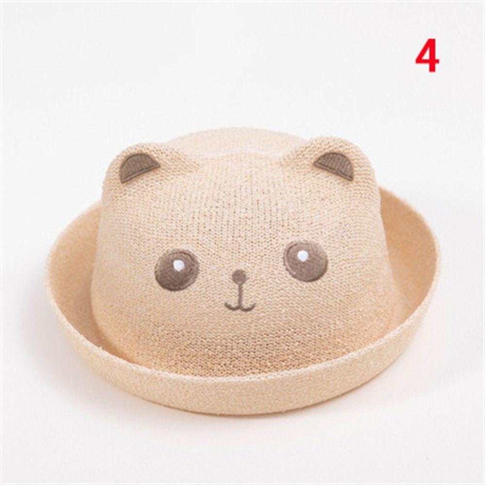 Cartoon Animal Children Bucket Hats Sunbonnet Panama Cap 1-3Y Baby Straw Hat  Kids