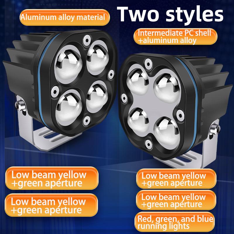 1/2pcs LED Motorcycle Headlight 2-Color Projector Moto Bike Mini Driving Spot Fog Lamp Motorcycle Super Bright Spotlight