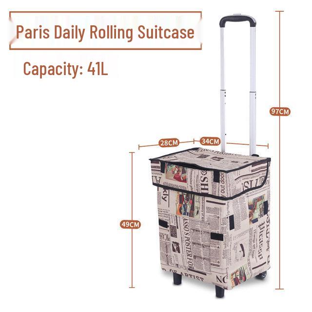 Portable Folding Trolley Bag: Telescopic Shopping, Storage & Luggage Cart