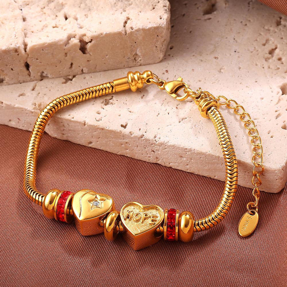 European and American retro style DIY crown love pendant bracelet stainless steel plated 18K gold bracelet