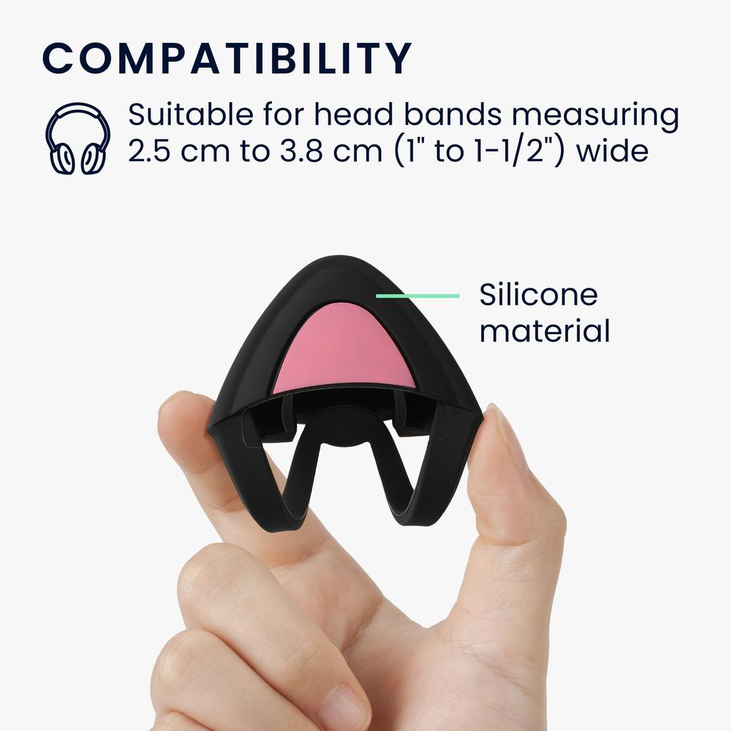 Kwmobile 2x Kompatible Over-Ear-Kopfhörer mit Katzenohren - Silikonaufsatz für Kopfhörer bis zu 2,5-3,8 cm Breite, SchwarzDunkelrosa