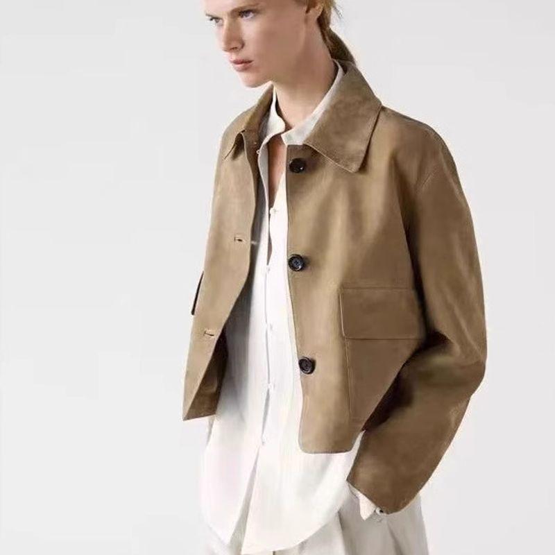 Spring New Women's Clothing Retro Fancy Casual Genuine Leather Suede Leather Suit Outwear 4716826