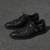 Fashion Black Men Genuine Leather Wedding Dress Shoes Flat Designer British Style Daily Walking Shoes Outdoor Party Youth Shoes 2025 New