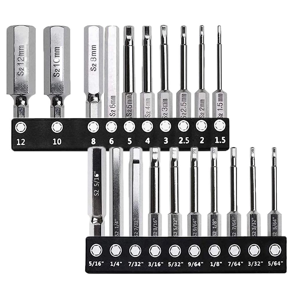 Wolfride Impact Driver Bit Hex Shank Driver Hex Shank Precision Hex Bit for Electric Driver Bit for Magnetic 60mm Set of 20 Set, 1/4-inch Bit, 6.35mm