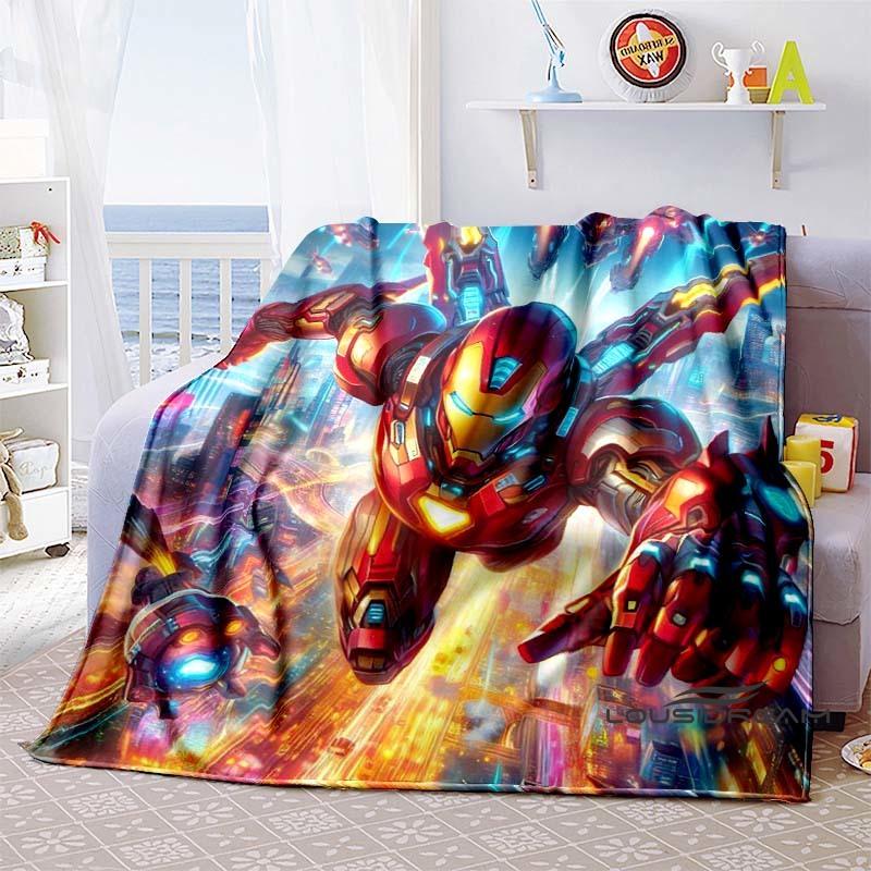 Iron Man Cartoon Comic Funny Expression Blanket, Warm Flannel Sofa Blanket, Home, Bedroom, Travel.