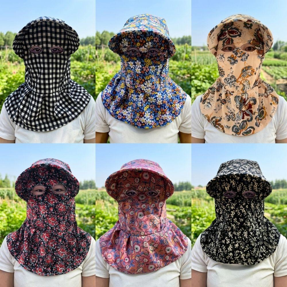 Cappello da Sole con Mascherina a Tesa Larga Traspirante Leggero Cappello da Lavoro per la Raccolta del Tè Copertura Totale Protezione UV Cappello da Pescatore Estivo per Esterno