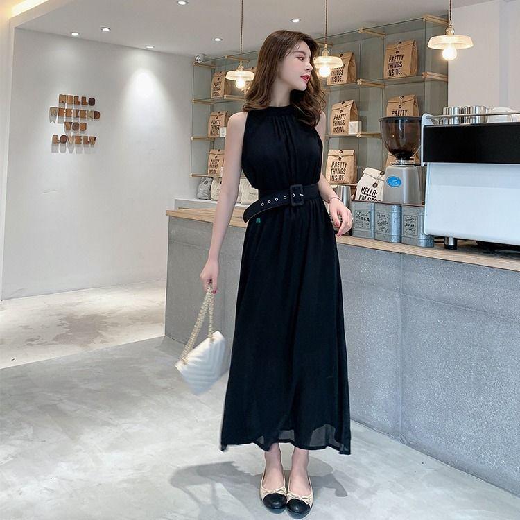 Women's Slimming Chiffon Sleeveless Dress - 2025 Korean Style Summer Beach Skirt