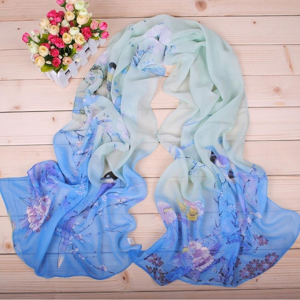 Floral Print Chiffon Scarf Shawl 150*50cm Long Scarf  Outdoor Accessories