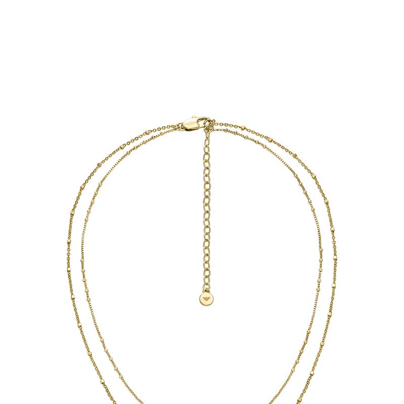 Emporio Armani Pearl Series Double Chain Layered Design Lightweight Versatile Necklace Women necklace Gold Brass EGS3273710