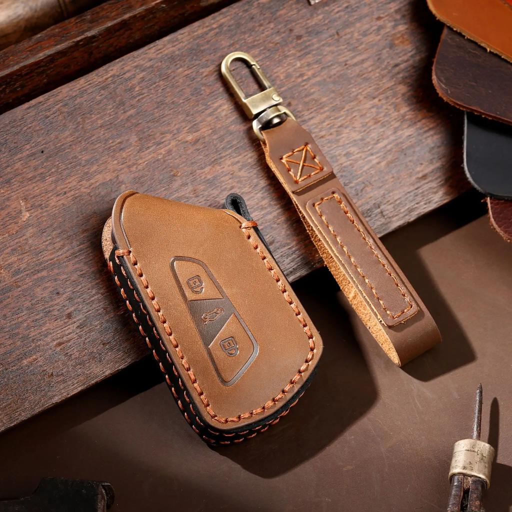 Leder Autozubehör Schlüsselhülle Etui Fob Schale für Volkswagen VW Golf 8 ID.6X Crozz Mk8 für Skoda 2018 Halter Schlüsselanhänger Tasche