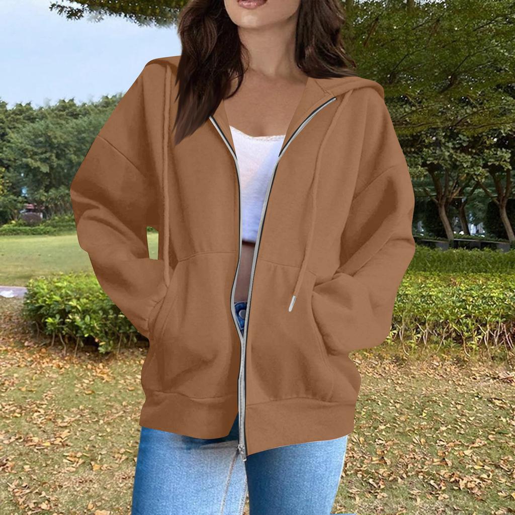 Women's Fashion Casual Long Sleeve Color Hooded Sweatshirt Tops
