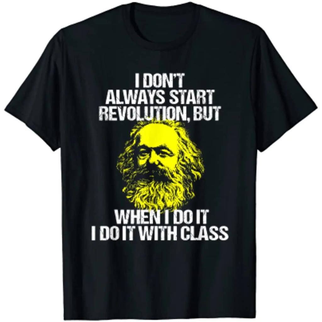 Lustiges Karl Marx Klassenkampf Sozialistischer Marxismus Unisex T-Shirt Kurzarm Lässig 100% Baumwolle Sommerhemden