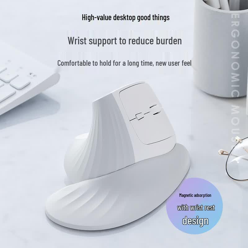 SANWA GMAERGWBT22W Ergonomic Bluetooth Wireless Dual Mode Mouse with Magnetic Wrist Rest