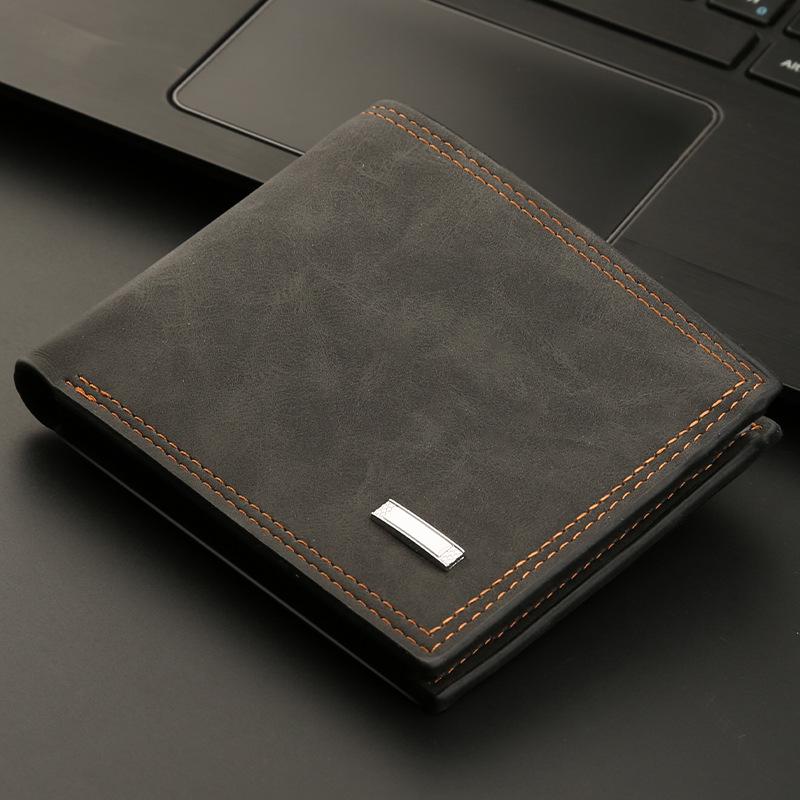 Men's Short Style Multifunctional Leather Wallet with Money Clip