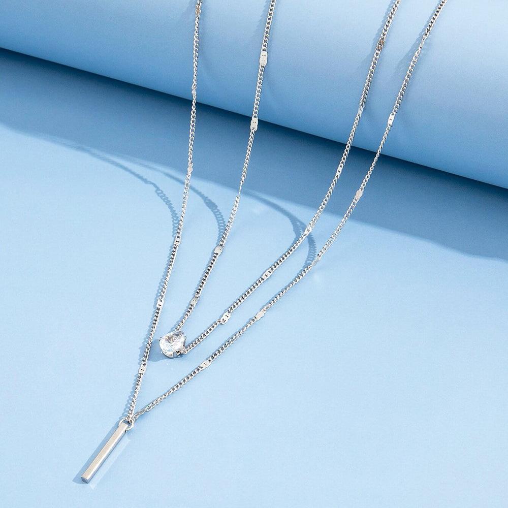 Women's Two-Piece Collarbone Chain, European American Fashion Versatile Double-Layer Stacked Long Tassel Pendant Necklace Jewelry