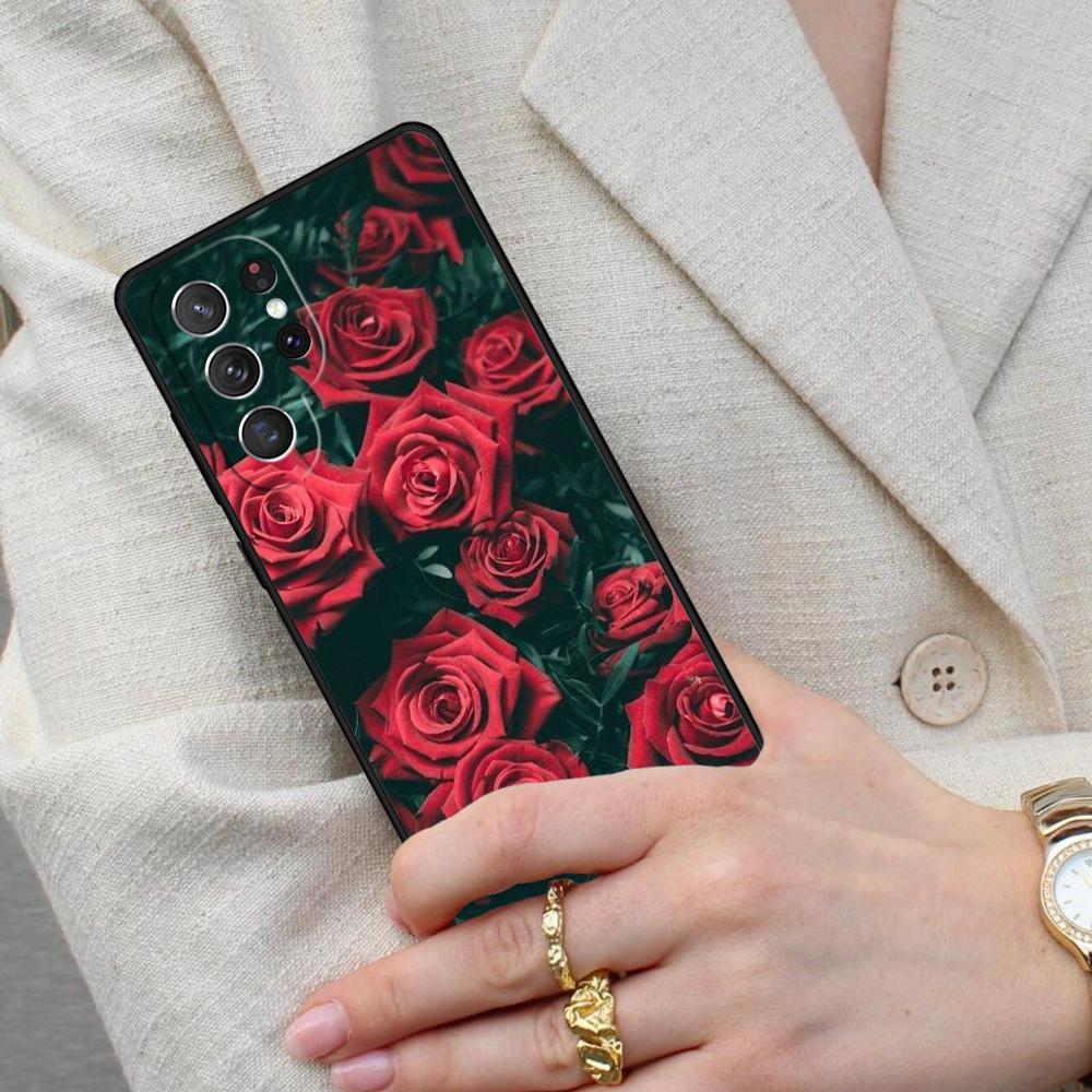 Bright Red Roses Flowers Cell Phone Case for Samsung Galaxy S26 Ultra S25 S24 S23 S22 S21 S20 Note10 Cover