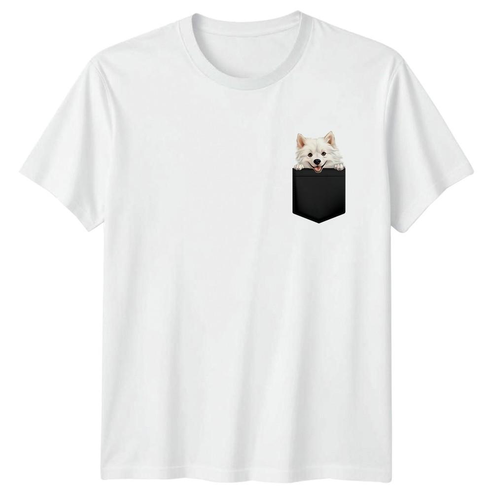 White Dog In Pocket Animals Dog Unisexs TShirt Unisexs Tee Graphic Top S