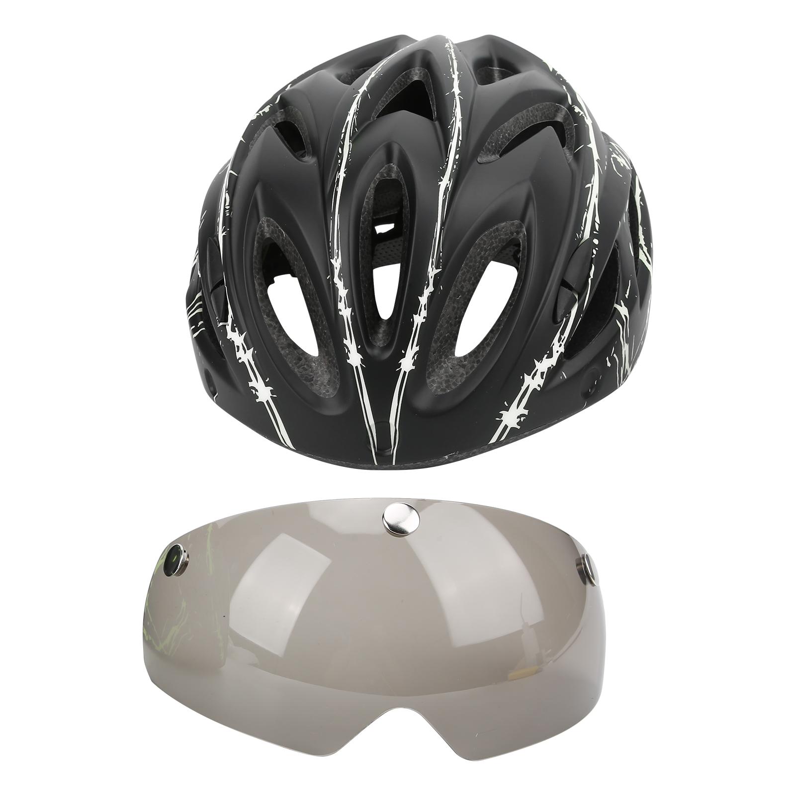 

Magnetic Suction Protective Helmet with Goggles Light for Mountain Bike Road Bicycle Cycling Black White