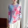 Spring/Summer New Style Round-neck Knitted Sweater Long-Sleeve Women's Printed Multi-color Loose-Fitting Base Layer Shirt