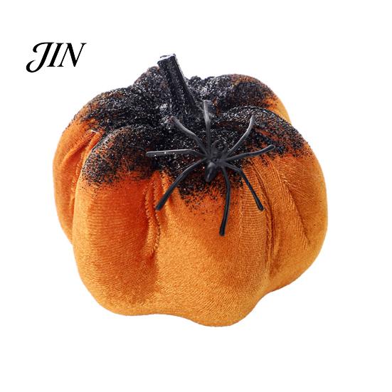 Holiday Showcase Decorations Halloween Pumpkin Spider Ornaments, Spooky Tabletop Decoration, Glitter Decor Glittering for Home Party Retro Fall