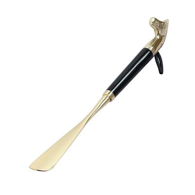Queen-b High-Quality Brass Shoehorn, 32cm, Elegant and Stylish Lion and Horse Design, Perfect for Offices and Entryways (Black, Horse)