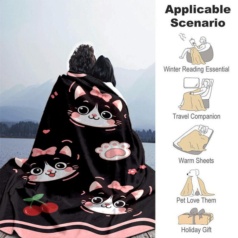 1pc Kitten Printing Lightweight Flannel Blanket, Comfortable and Warm Blanket, for Camping Sofa Bed and Couch Office, Gift