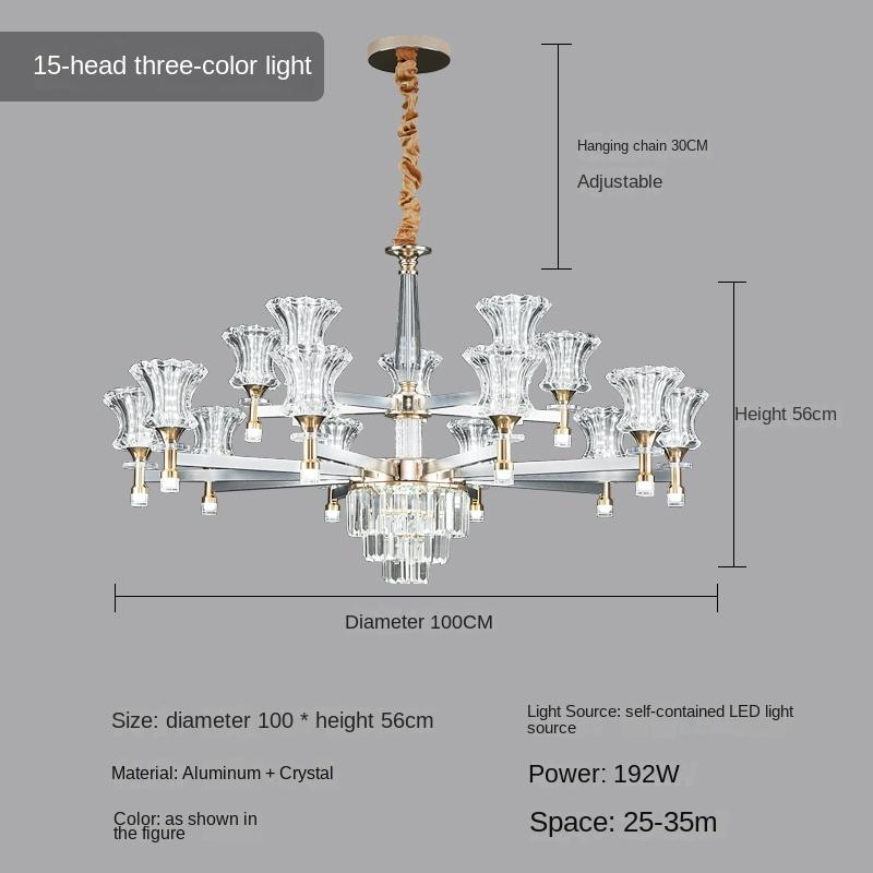 Living Room Chandelier Modern Simple Atmosphere Light Luxury Smart Crystal Light