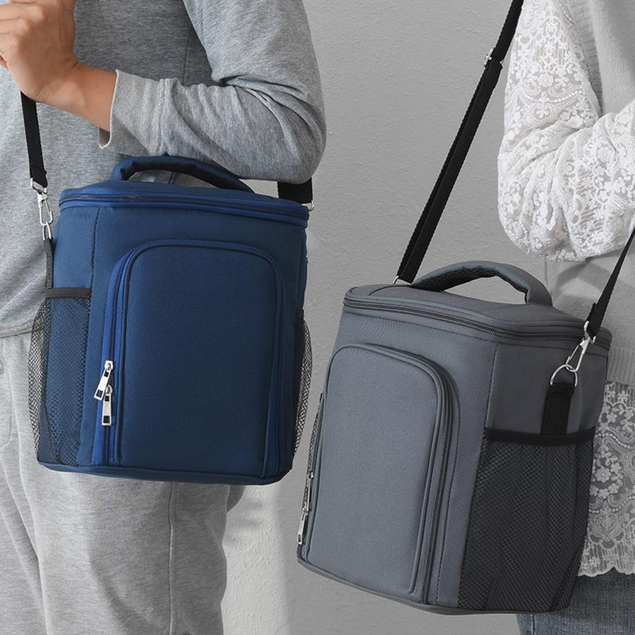 Men Lunch Bag Reusable Lunch Box With Adjustable Shoulder Strap Outdoor Oxford Cloth Large Capacity Insulation Bag