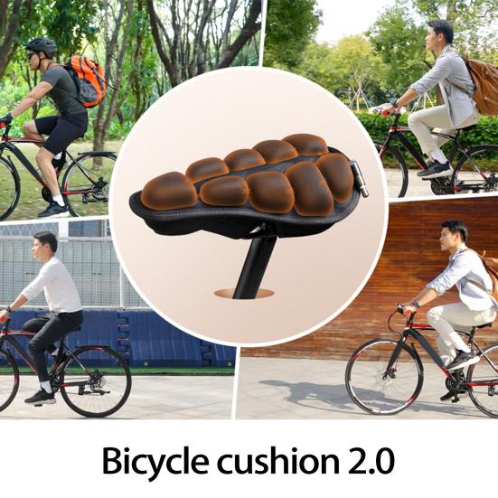 1 Set Bicycle Seat Cover Ergonomic Inflatable Non-slip 3D Airbags Comfortable Sit TPU Mountain Bike Foldable Saddle Cover Cycling Supplies