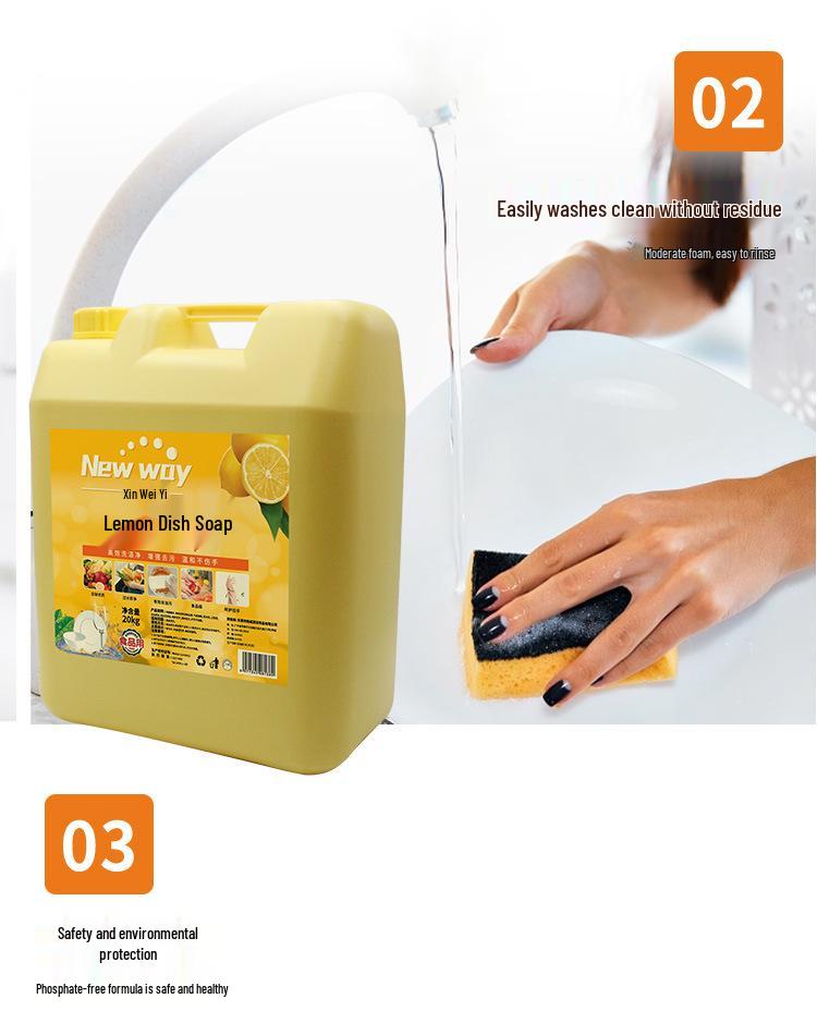 Lemon-Scented Food-Grade Dish Soap, 20kg Bottle for Canteens & Restaurants – Gentle On Hands